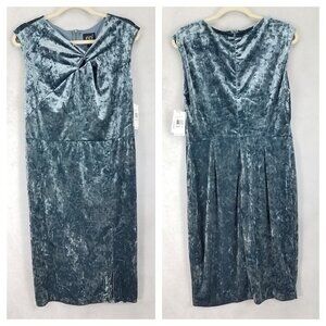 NEW ECI Size 12 Crushed Velvet Sheath Midi Dress twist front NWT $148 Sleeveless